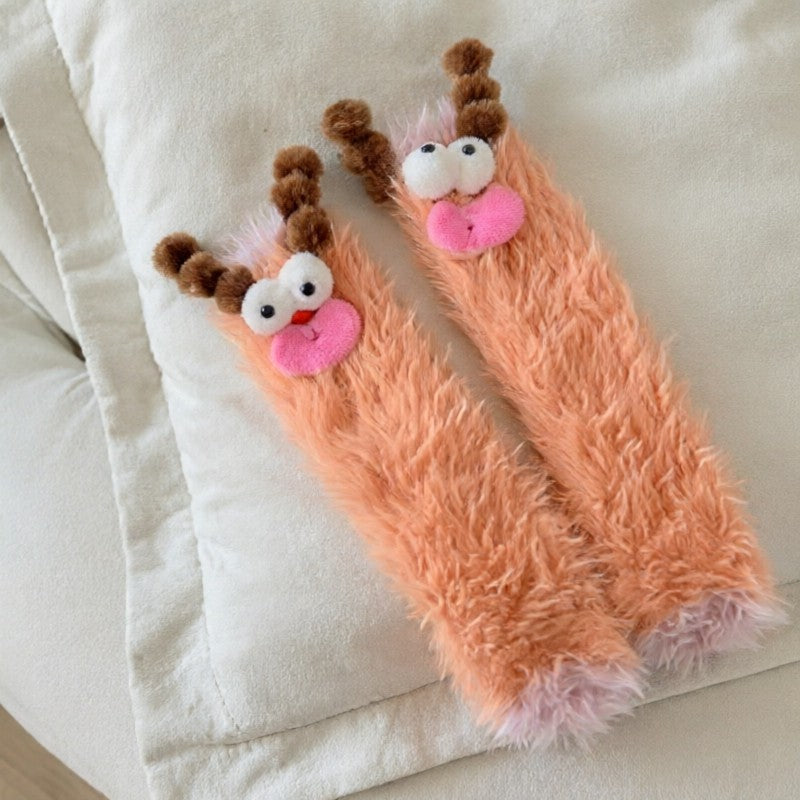 Chaussettes-chaussons douillettes en peluche monstre duveteux - Orange - UE35-39 (US2-6) - image 6