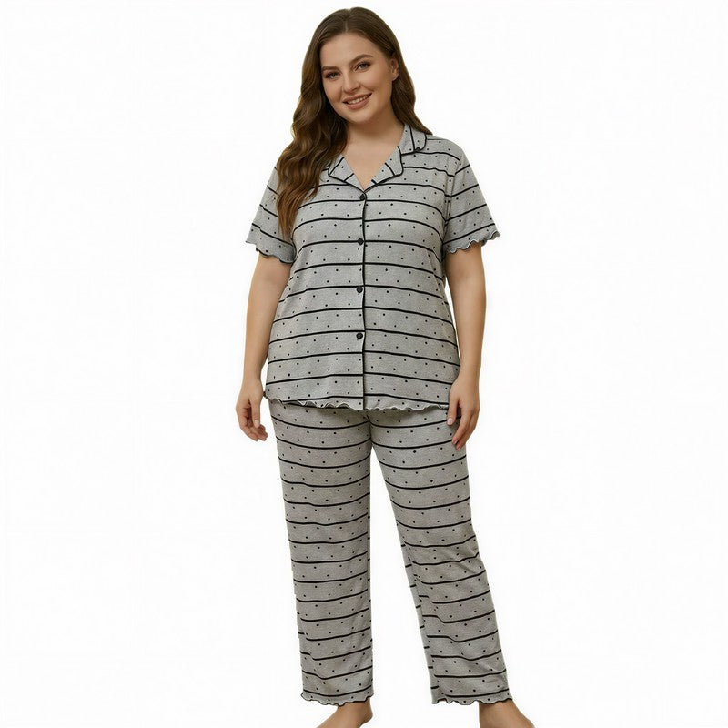 Ensemble pyjama rayé à bordure contrastée - image 4
