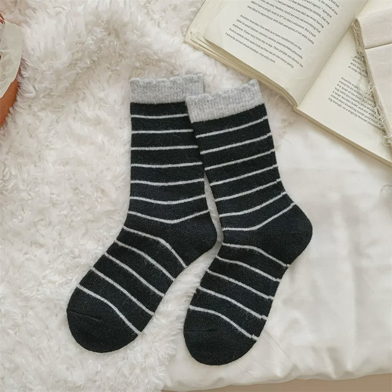 Chaussettes courtes rayées confortables en maille (5 paires) - Noir - EU36-42(US3-8.5) - image 9