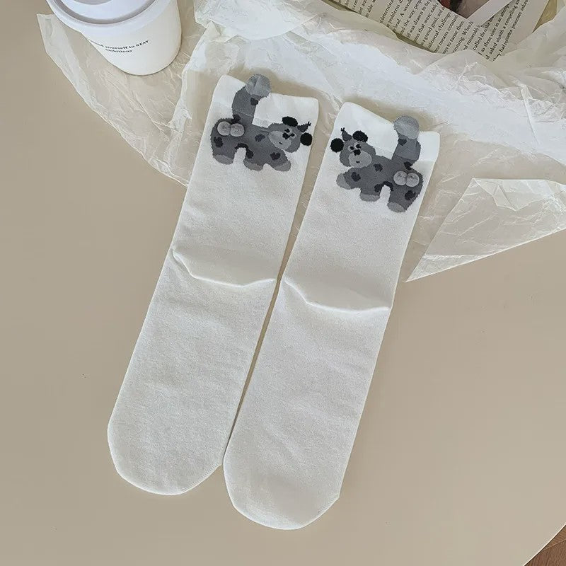 Chaussettes courtes tricotées avec de jolis chiots (5 paires) - Blanc - 40(US2-7) - image 6