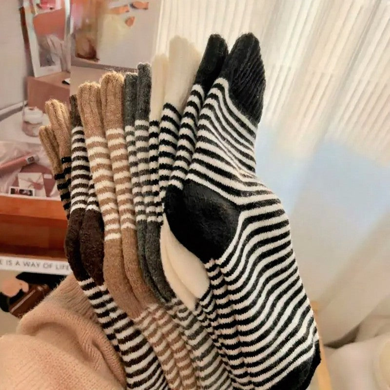 Chaussettes courtes rayées en éponge douces (5 paires) - image 12