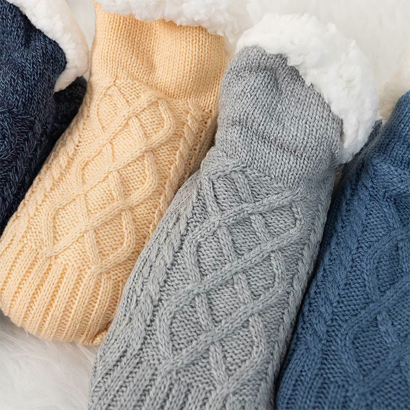 Chaussons-chaussettes d'intérieur chauds en laine d'agneau grande taille (2 paires) - image 12