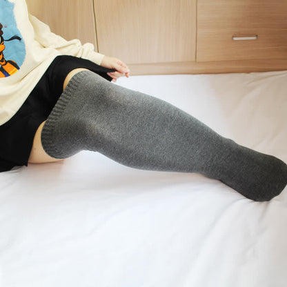 Chaussettes hautes en coton épais - Gris - Normale - image 2