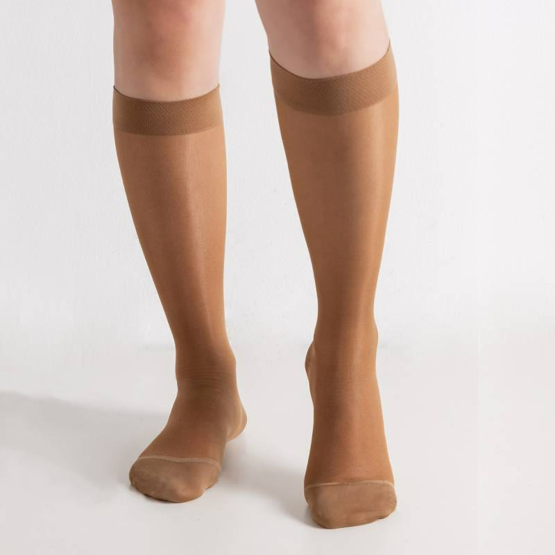 Chaussettes de compression transparentes de couleur pure - Peau - XL - image 0