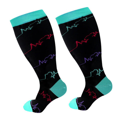 Chaussettes de compression bleues à motif électrocardiogramme grande taille (3 paires)
