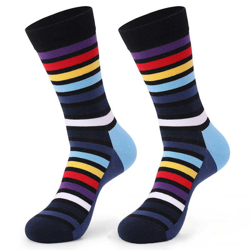 Chaussettes fantaisie en coton à rayures colorées (5 paires) - image 4