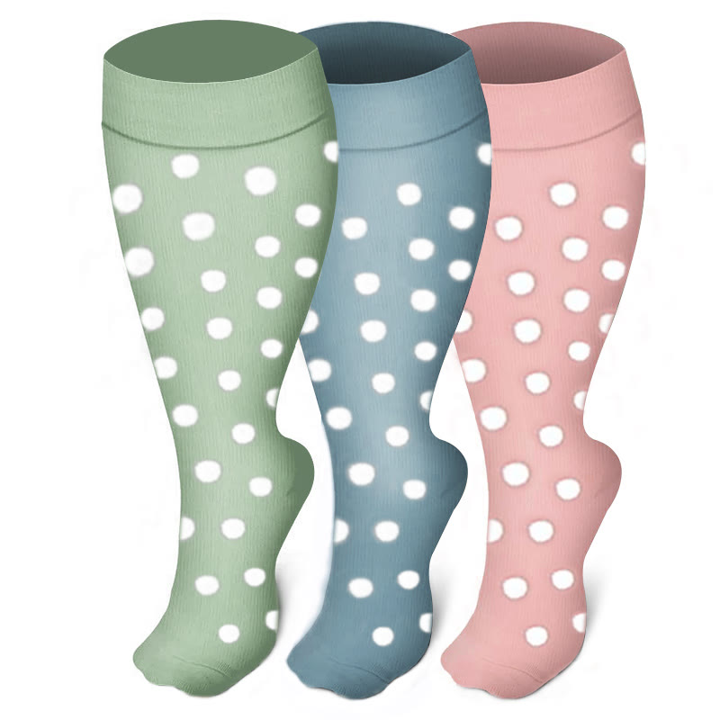 Chaussettes de compression à pois blancs grande taille (3 paires) - Multicolore - 4XL - image 0