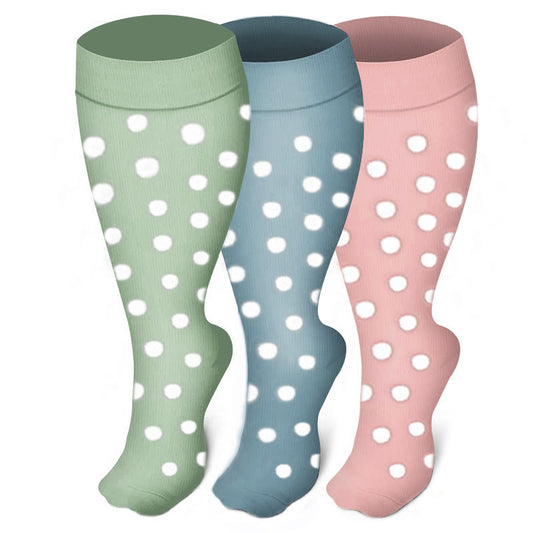 Chaussettes de compression à pois blancs grande taille (3 paires) - Multicolore - 4XL - image 0