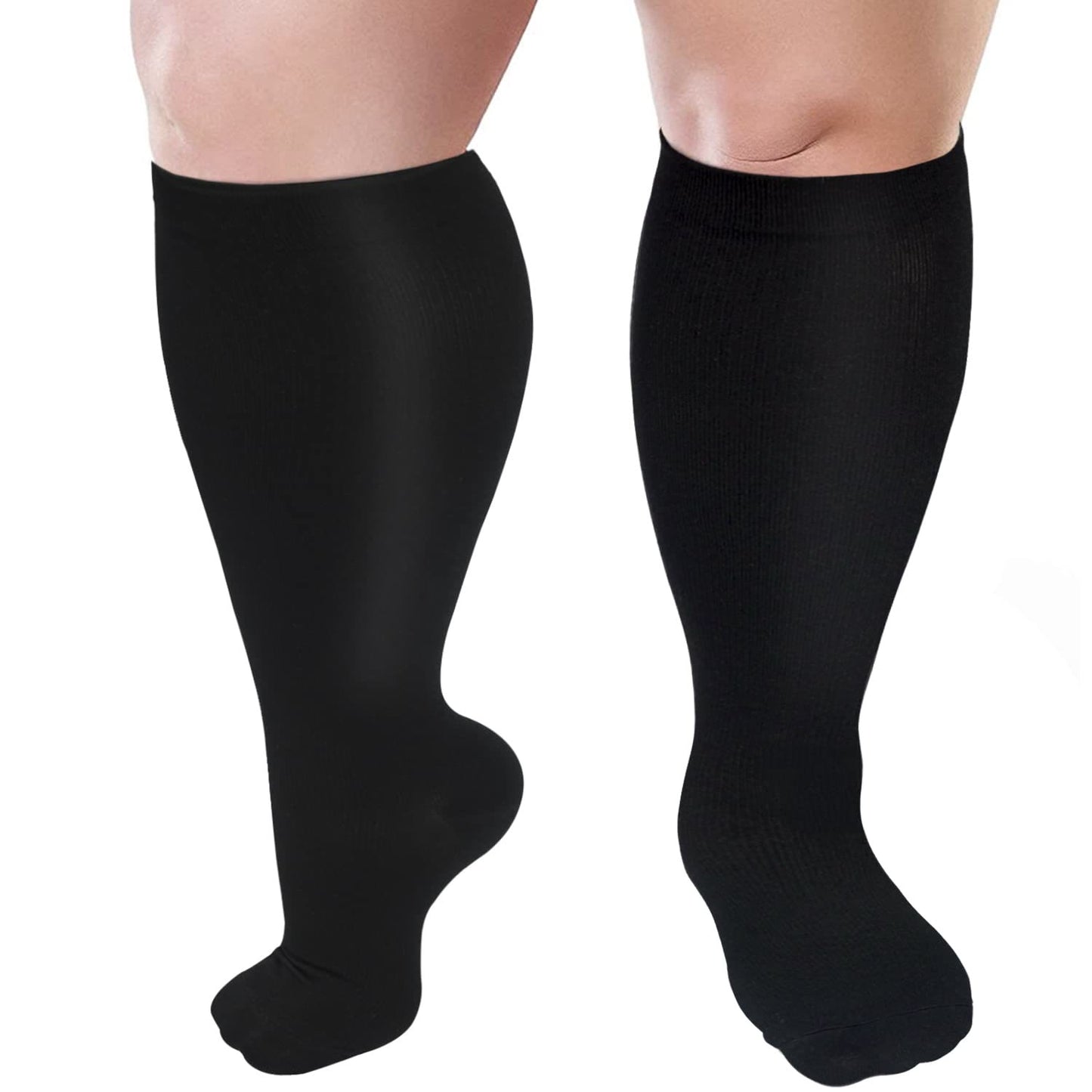 Chaussettes de compression bleues à motif cœur noir et électrocardiogramme, grande taille (3 paires) - image 12