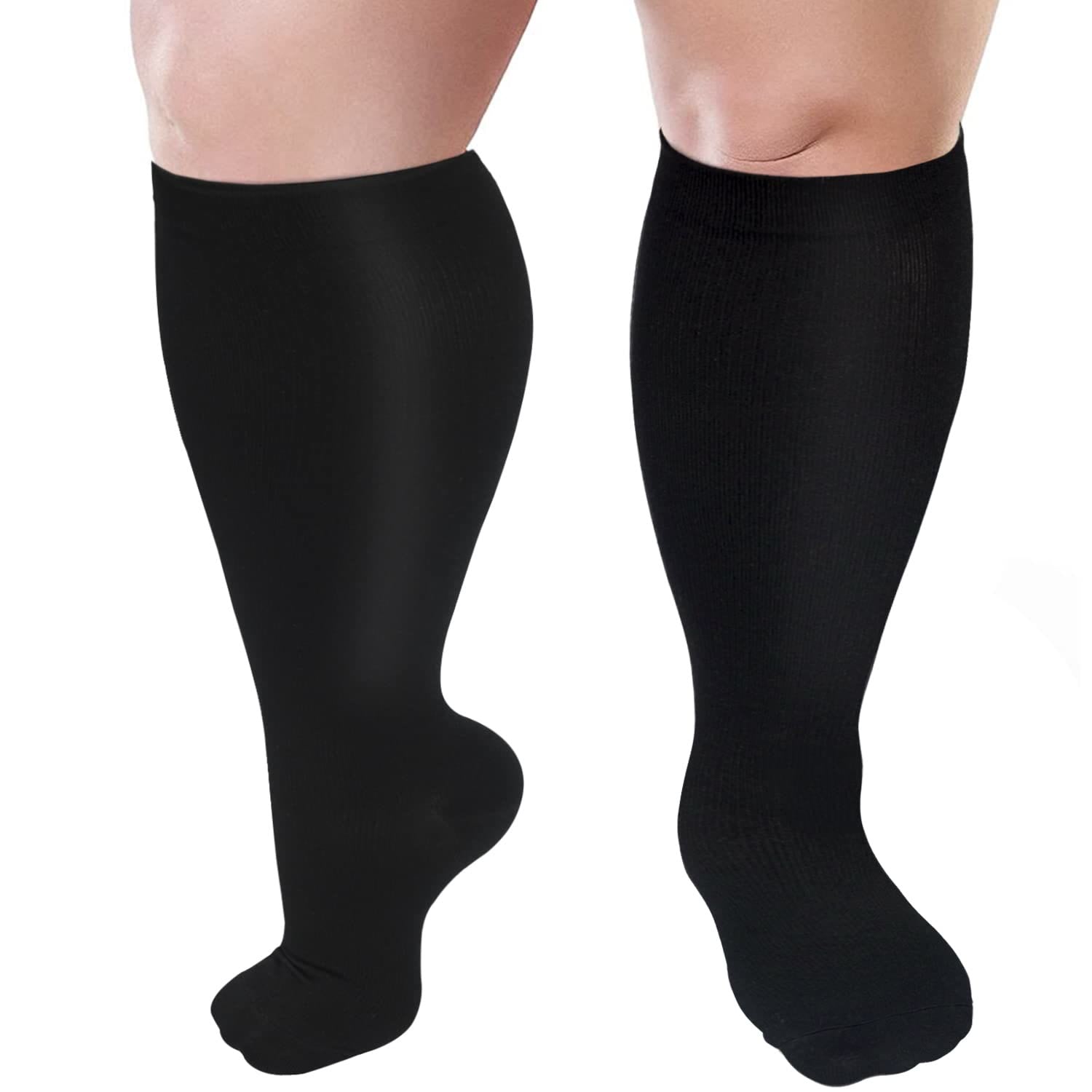 Chaussettes de compression bleues à motif cœur noir et électrocardiogramme, grande taille (3 paires) - image 12