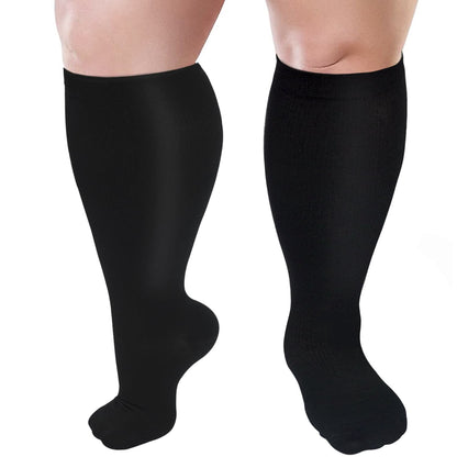 Chaussettes de compression bleues à motif cœur noir et électrocardiogramme, grande taille (3 paires)