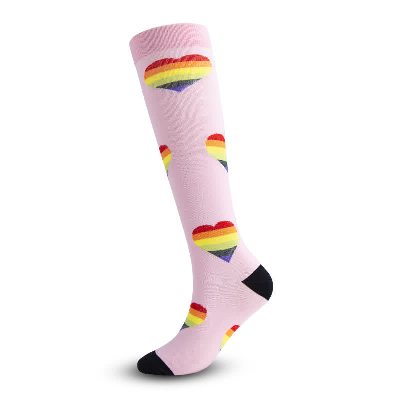 Chaussettes de compression cœur arc-en-ciel (3 paires) - image 5