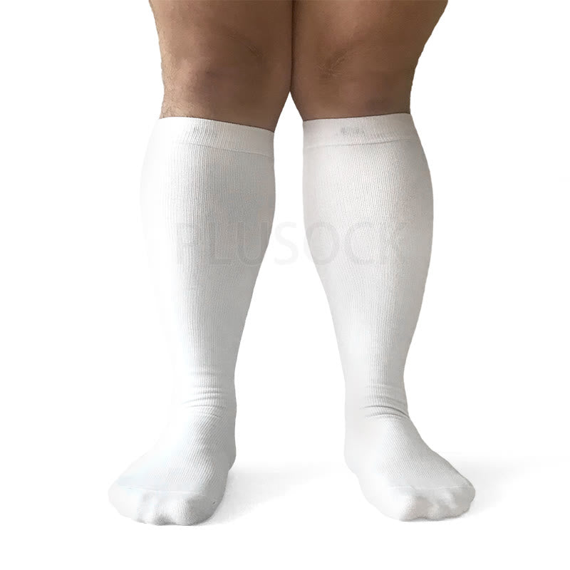 Chaussettes de compression blanches Plusock grandes tailles 2XL- 7XL (15-20 mmHg) - image 1