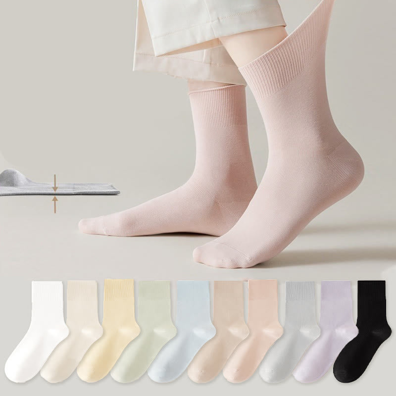 Chaussettes hautes élastiques de couleur unie (5 paires)
