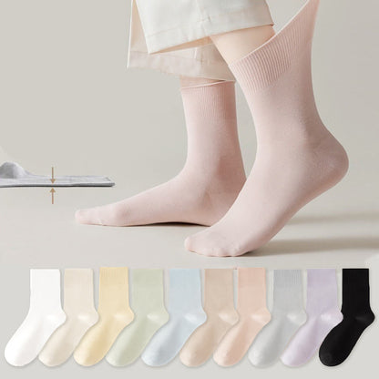 Chaussettes hautes élastiques de couleur unie (5 paires)