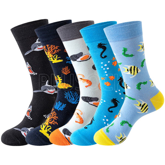 Chaussettes montantes à motifs créatures marines (5 paires) - image 0