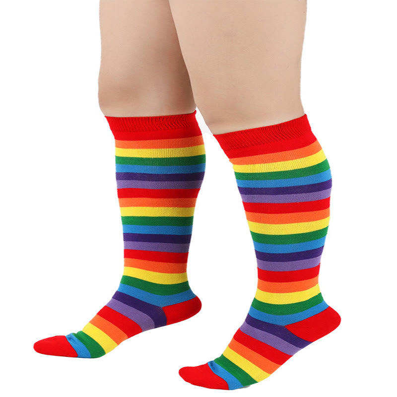 Chaussettes hautes à rayures arc-en-ciel (3 paires)