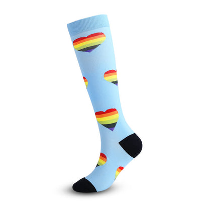 Chaussettes de compression cœur arc-en-ciel (3 paires) - image 1