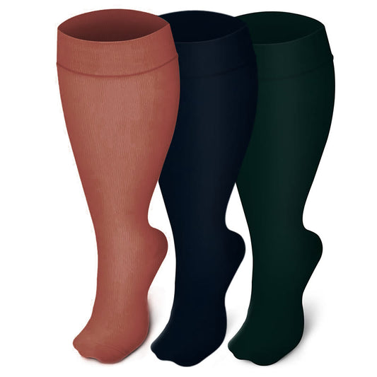 Chaussettes de compression mollet large grande taille (3 paires) - Multicolore - 4XL - image 0