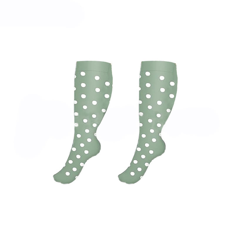 Chaussettes de compression à pois blancs grande taille (3 paires) - Vert - 4XL - image 2