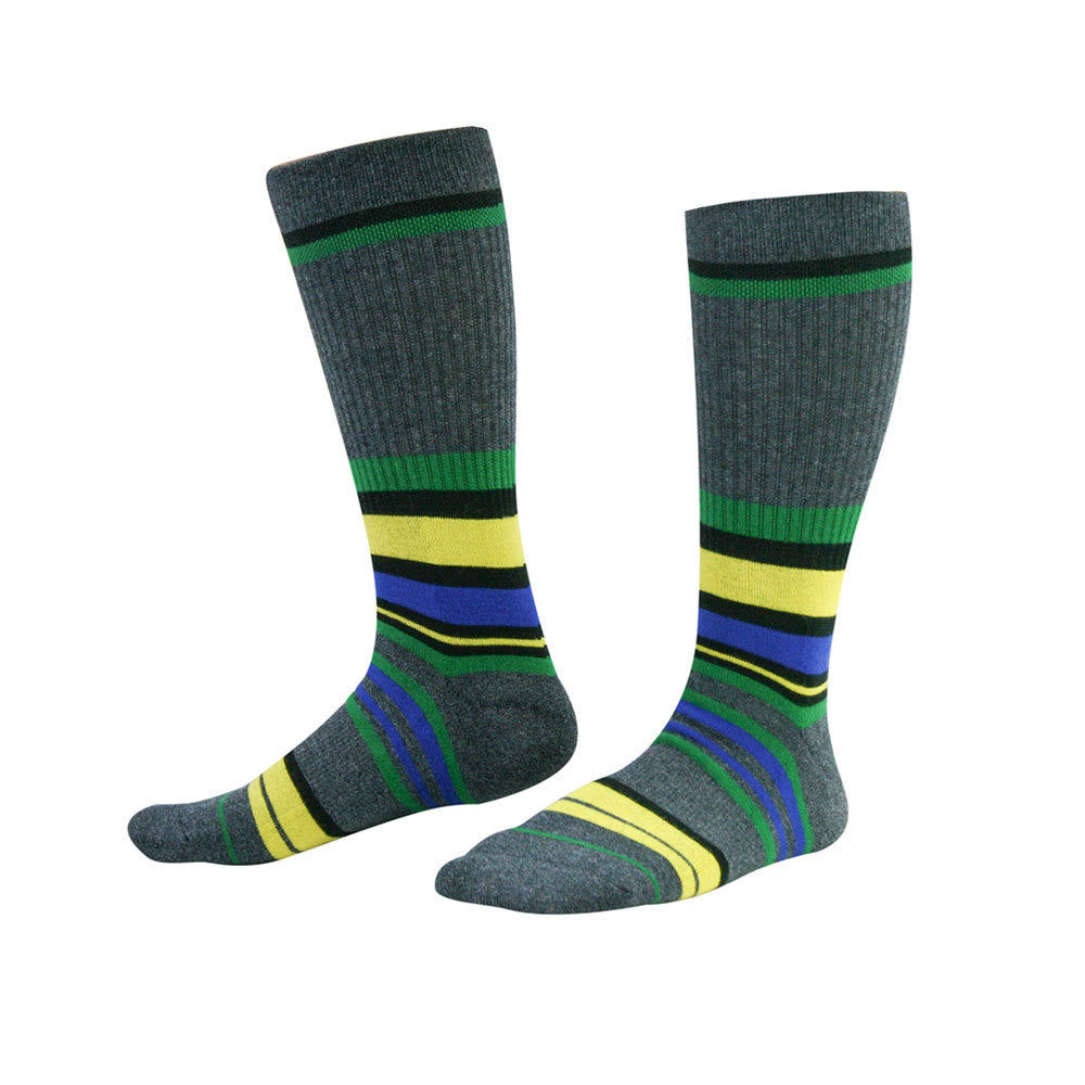 Chaussettes montantes rembourrées à rayures vert foncé - image 3