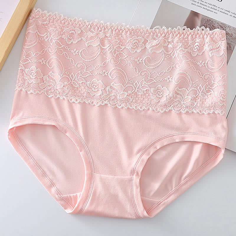 Culotte en dentelle taille haute (paquet de 4) - Rose - 6XL - image 12