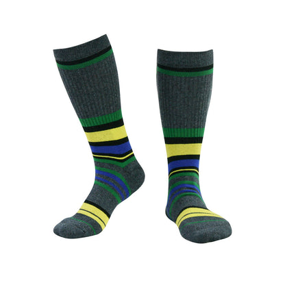 Chaussettes montantes rembourrées à rayures vert foncé - XL - Vert - image 0