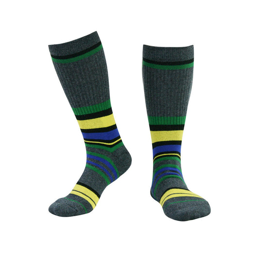 Chaussettes montantes rembourrées à rayures vert foncé - XL - Vert - image 0