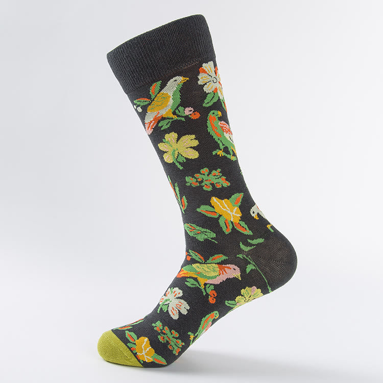 Chaussettes mi-mollet à motif tulipe et colombe grande taille (6 paires) - image 7