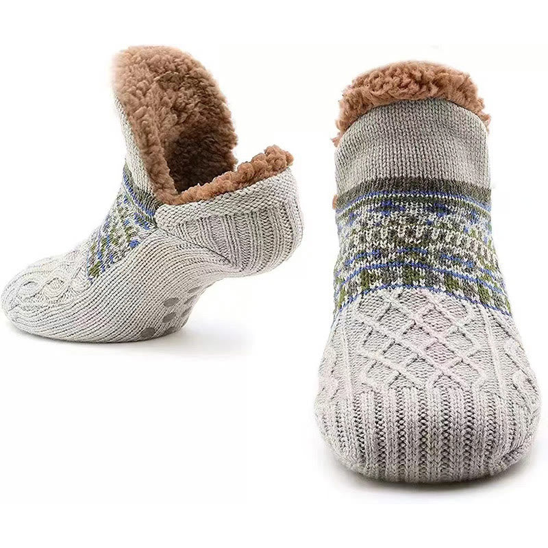 Chaussons-chaussettes tricotés épais grande taille - Gris - États-Unis 12-13 - image 18