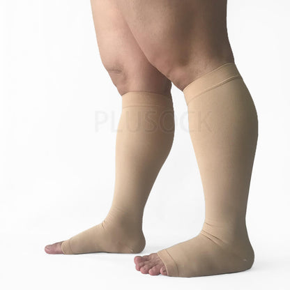 Chaussettes de compression grande taille, mollet large, bout ouvert - image 5