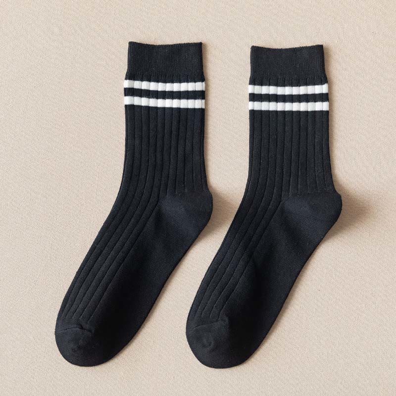 Chaussettes demi-taille douces rayées pour diabétiques (6 paires) - 43-48 - Noir - image 8