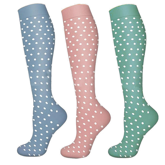 Chaussettes de compression à pois blancs (3 paires)