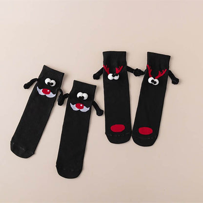 Chaussettes de Noël à motifs mains qui se tiennent (4 paires) - image 1