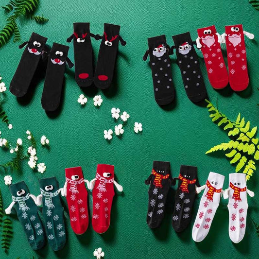 Chaussettes de Noël à motifs mains qui se tiennent (4 paires) - image 0