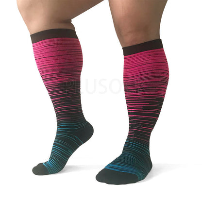 Chaussettes de compression grandes tailles à lignes colorées et tendance 2XL- 7XL (3 paires) - image 8