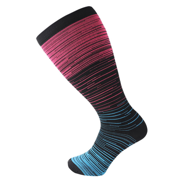 Chaussettes de compression grandes tailles à lignes colorées et tendance 2XL- 7XL (3 paires) - Rose - 7XL - image 17
