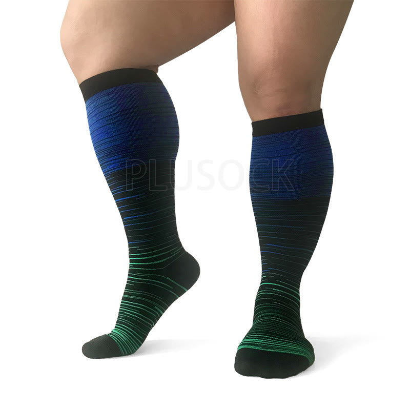 Chaussettes de compression grandes tailles à lignes colorées et tendance 2XL- 7XL (3 paires) - image 11