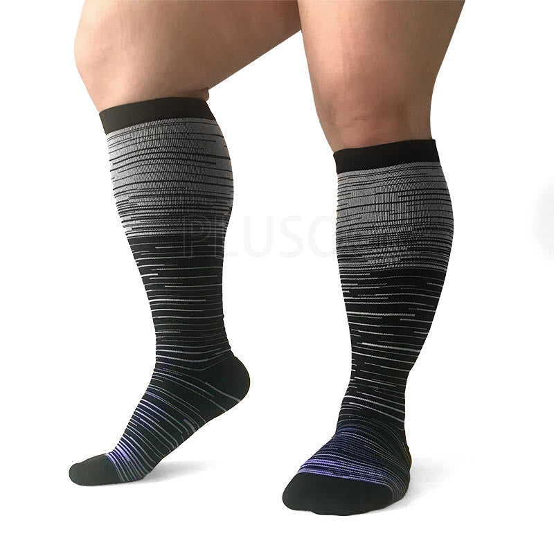 Chaussettes de compression grandes tailles à lignes colorées et tendance 2XL- 7XL (3 paires) - image 12