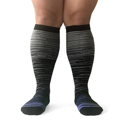 Chaussettes de compression grandes tailles à lignes colorées et tendance 2XL- 7XL (3 paires) - image 13