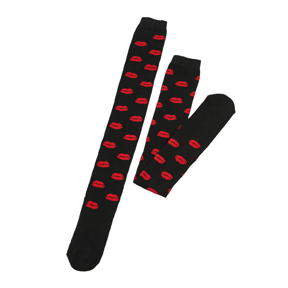 Chaussettes hautes de fête à lèvres rouges (5 paires)