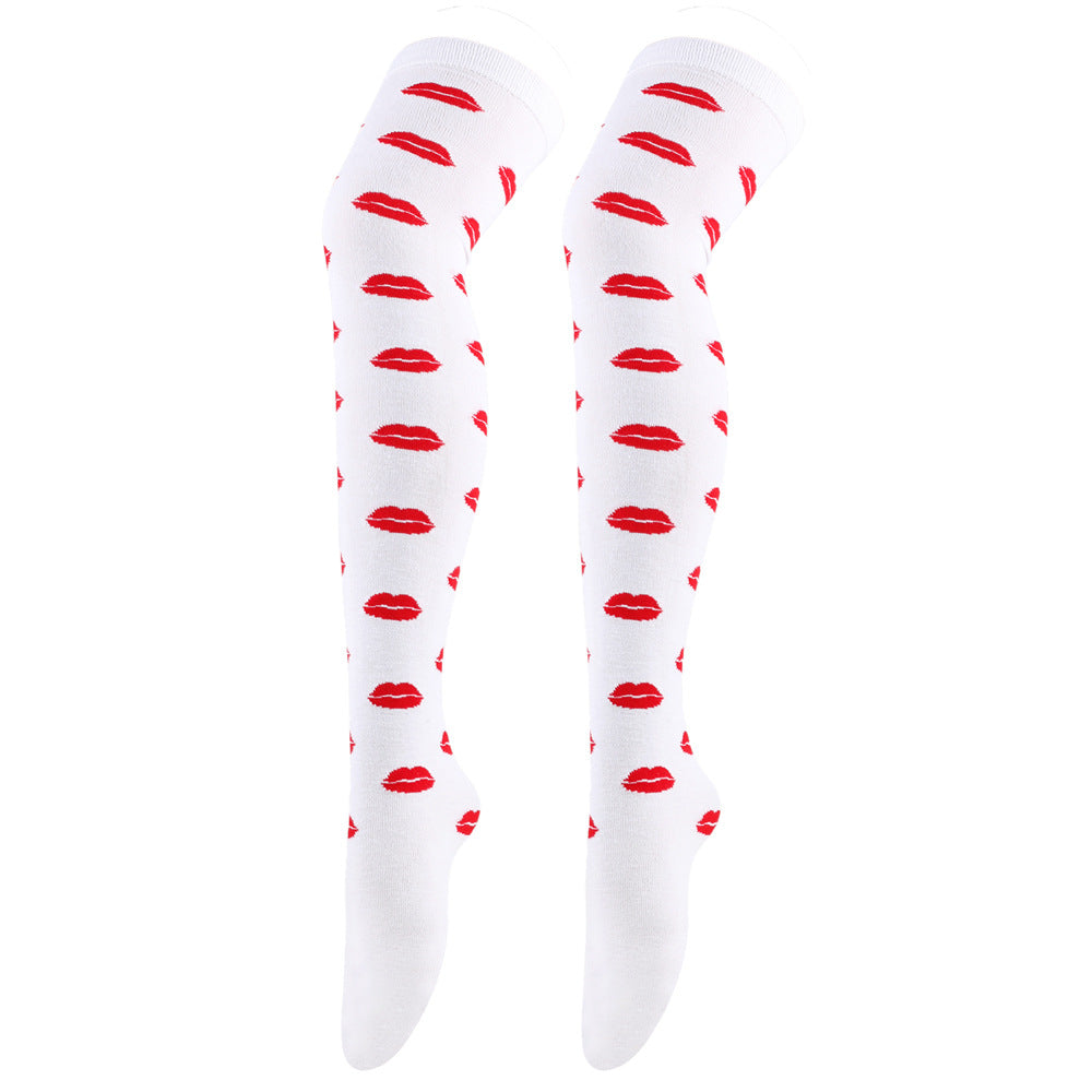 Chaussettes hautes de fête à lèvres rouges (5 paires)