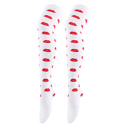 Chaussettes hautes de fête à lèvres rouges (5 paires)