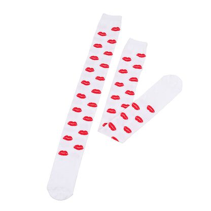 Chaussettes hautes de fête à lèvres rouges (5 paires)