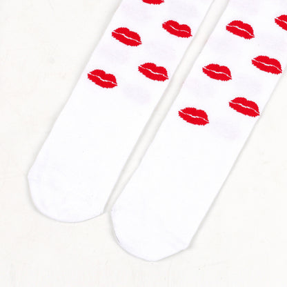 Chaussettes hautes de fête à lèvres rouges (5 paires)