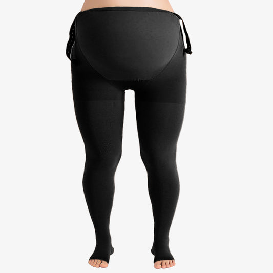 Collants de contention médicaux sans pieds pour femmes enceintes, grande taille (15-20 mmHg) - Noir - 4XL - image 0