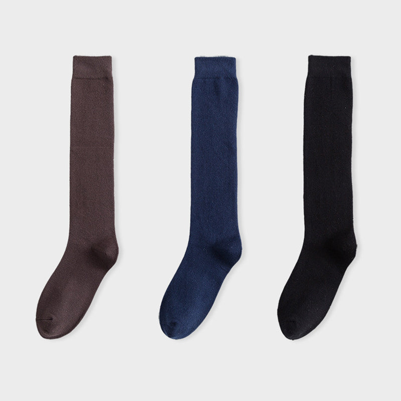Chaussettes hautes élastiques (3 paires) - Café + Noir + Bleu marine - EU39-45 (US6-11) - image 12