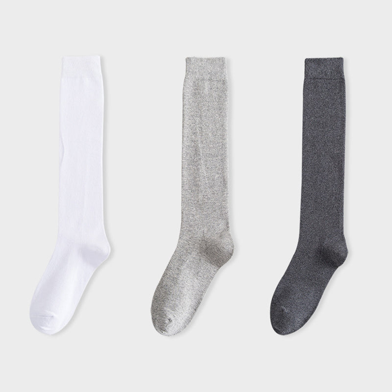 Chaussettes hautes élastiques (3 paires) - Blanc + Gris clair + Cheveux foncés - EU39-45 (US6-11) - image 11