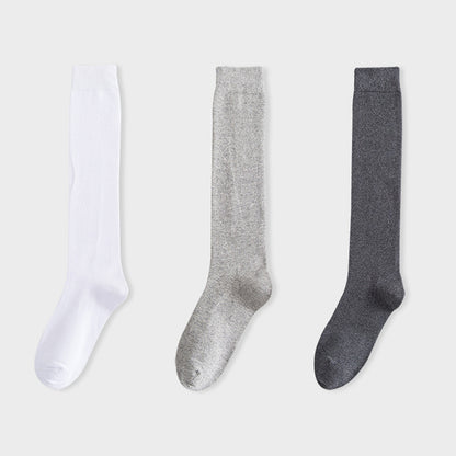 Chaussettes hautes élastiques (3 paires) - Blanc + Gris clair + Cheveux foncés - EU39-45 (US6-11) - image 11