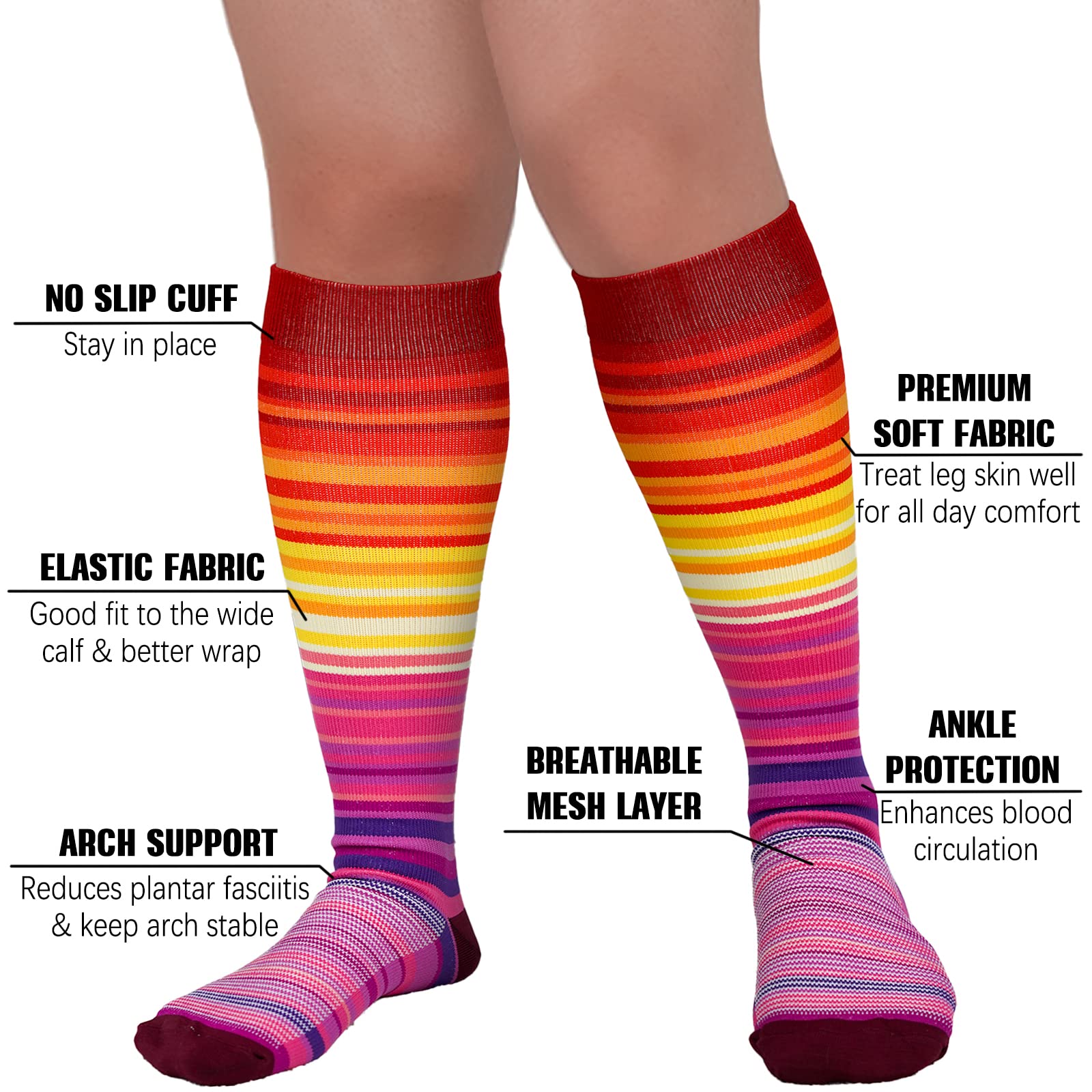 Chaussettes de compression tendance grande taille (3 paires) - image 4